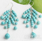 Wholesale Fashion Cluster Style Round Blue Teardrop Turquoise Pendant Dangle Earrings