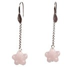 Wholesale Lovely Long Style Star Shape Rose Quartz Dangle Earrings
