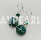 Lovely Round Phoenix Stone Metal Charm Dangle Earrings With Fish Hook