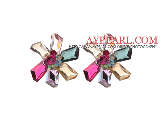 Beautiful Flower Shape Multi Color Austrian Crystal Earrngs