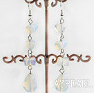 Lovely Long Style Heart And Teardrop Shape Opal Dangle Earrings With Fish Hook