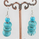 Simple Design Abacus Blue Turquoise Dangle Earrings With Fish Hook