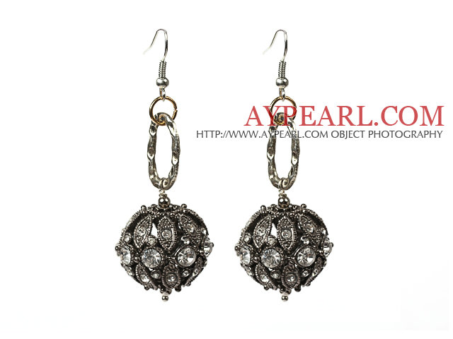 Vintage Style Black Rhinestone Dangle Earrings