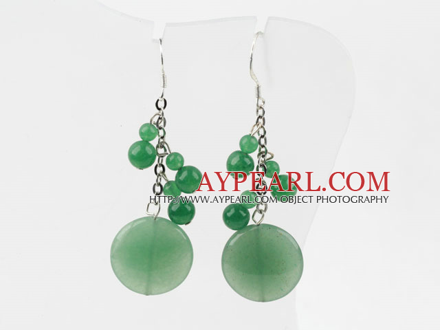 Dangle Style Round Shape Aventurine Earrings