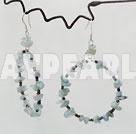 Wholesale Large Diameter Aquamarine Chips Beaded Loop Dangle Earrings With Fish Hook
