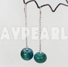 Wholesale Lovely Simple Long Chain Loop Style Round Phoenix Stone Dangle Earrings With Lever Back Hook