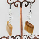 Simple Style Square Yellow Vitelline Stone And White Crystal Earrings With Lever Back Hook