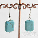Popular Simple Style 14*18 Oblong Shape Blue Turquoise Dangle Earrings