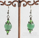 Beauitful Green Series Crystal And Round Aventurine Dangle Earrings