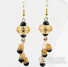 New Design Yellow and Black Crystal Charm Earrings