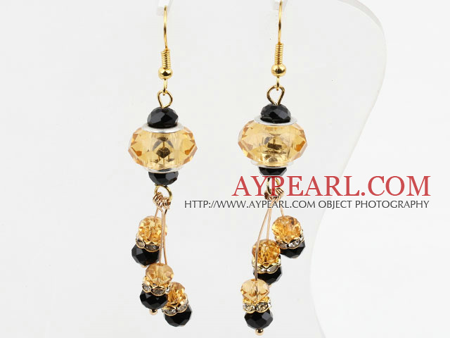 New Design Yellow and Black Crystal Charm Earrings