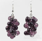 New Design Purple Color Drop Shape Crystal Cluster Earrings