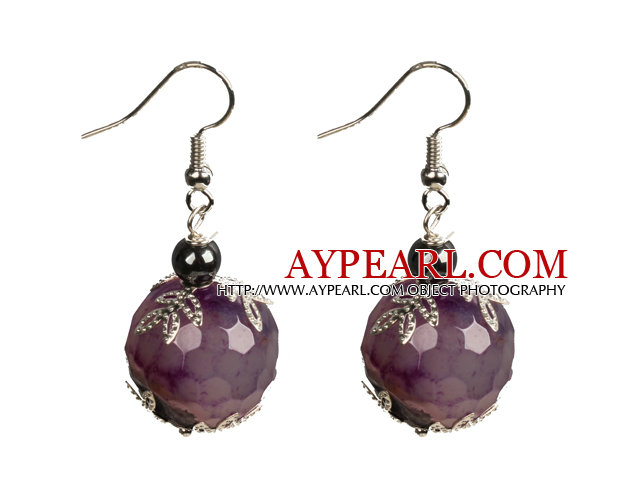 Classic Design Fashion Purple Agate Beads Dangle Earrings