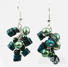 Wholesale Green Style Green Freshwater Pearl and Phoenix Stone Earrings