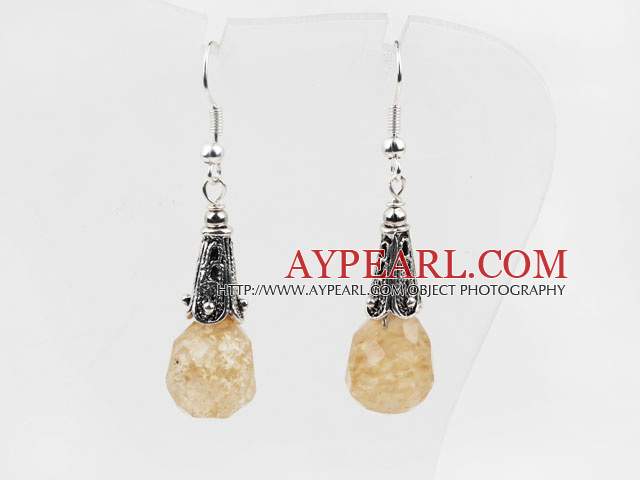 Classic Design Yellow Color Drop Shape Faceted Crystal Earrings