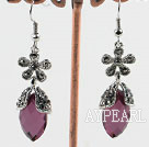 flower decorated elegant tear drop earrings with rhinestone