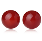 Classic and Simple Design Round Red Carnelian Studs ( Metal Needle )