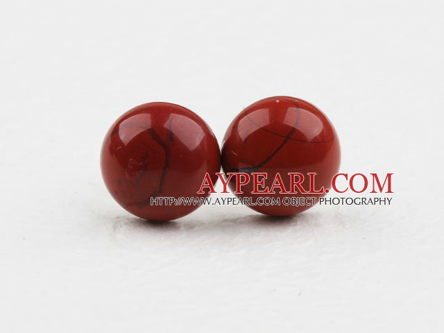 Classic and Simple Design Round Red Stone Studs ( Metal Needle )