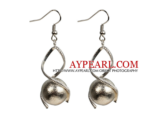 Fashion Design Frosted Metal Beads Spiral Shape Dangle Earrings