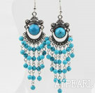 Dangle and Vintage Style Blue Turquoise Tassel Charm Earrings