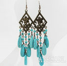 Vintage Style Long Drop Turquoise Earrings