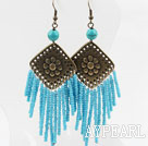 Vintage Style Glass Beads and Turquoise Earrings
