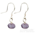 Nice Short Style 5*8Mm Purple Crystal Ball Drop Earrings With Fish Hook