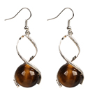 Wholesale Fashion Design Tiger Eye Stone Beads Spiral Shape Dangle Earrings