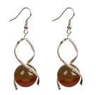Fashion Design Peacock Agate Beads Spiral Shape Dangle Earrings