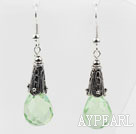 Wholesale Classic Design Light Green Color Drop Shape Faceted Crystal Earrings