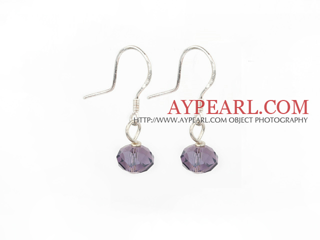 Nice Short Style 5*8Mm Purple Crystal Ball Drop Earrings With Fish Hook