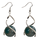 Fashion Design Faceted Blue Agate Beads Spiral Shape Dangle Earrings