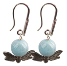 Wholesale Special New Design Natural Aquamarine Alloyed Butterfly Dangle Earrings