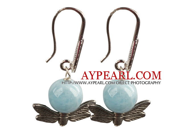 Special New Design Natural Aquamarine Alloyed Butterfly Dangle Earrings