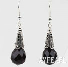 Classic Design Black Color Drop Shape Faceted Crystal Earrings