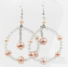 Big Style New Design Pink Pearl and Crystal Earrings