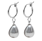 Wholesale Beautiful Gray Teardrop Sea Shell Pear Shape Dangle Earrings With Hoop Earwires