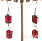 Lovely Red Glass Beads Dangle Earrings With Fish Hook