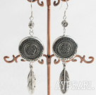 Wholesale Lovely Caky And Leaf Shape Ccb Silver Like Engraved Charm Earrings