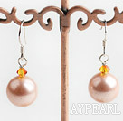 Wholesale Lovely Golden Austrian Crystal And Round Seashell Bead Dangle Earrings
