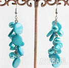 Fashion Blue Freshwater Pearl And Blue Flat Round Shell Link Dangle Earrings