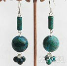 Fashion Round And Cylinder Shape Phenix Stone Dangle Earrings With Fish Hook