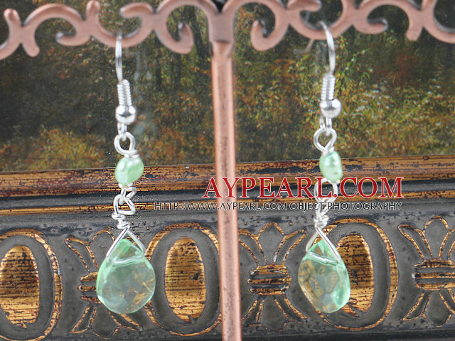 Wonderful Green Series Freshwater Pearl And Teardrop Crystal Dangle Earrings