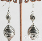 Lovely Turbinate Shape Ccb Silver Like Engraved Charm Earrings