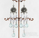 Vintage Blue Drop Shape Metal Charm Earrings With Fish Hook