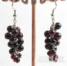 Wholesale Beautiful Long Cluster Style Round Garnet Dangle Earrings With Fish Hook