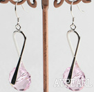 Lovely Pink Crystal Ball Dangle Charm Earrings With Fish Hook