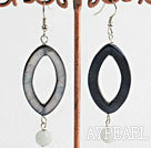 Wholesale Nice Eye Shape Black Shell And Amazon Stone Dangle Earrings With Fish Hook
