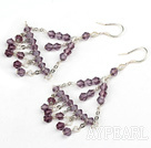 Discount Fashion Chandelier Amethyst Dangle Earrings With Fish Hook