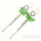 Fashion Manmade Apple Green Crystal Long Link Charm Earrings With Fish Hook 